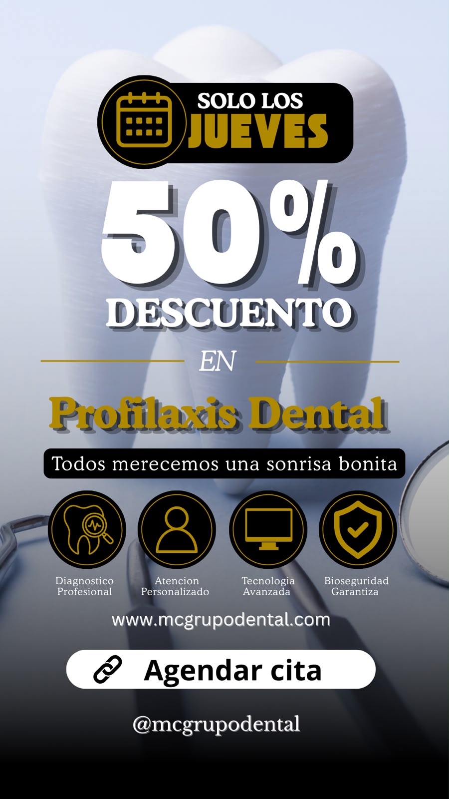 Promoción de los jueves: 50% en profilaxis dental